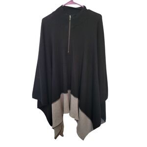 Lululemon Black Heathered Asphalt Grey Merino Wool On The Go Poncho One Size